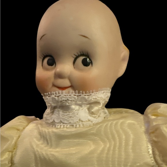 Vintage  Kewpie Look Doll Bisque Porcelain & Cloth  Boy Doll W/ Clothing 10.5” - Picture 3 of 8